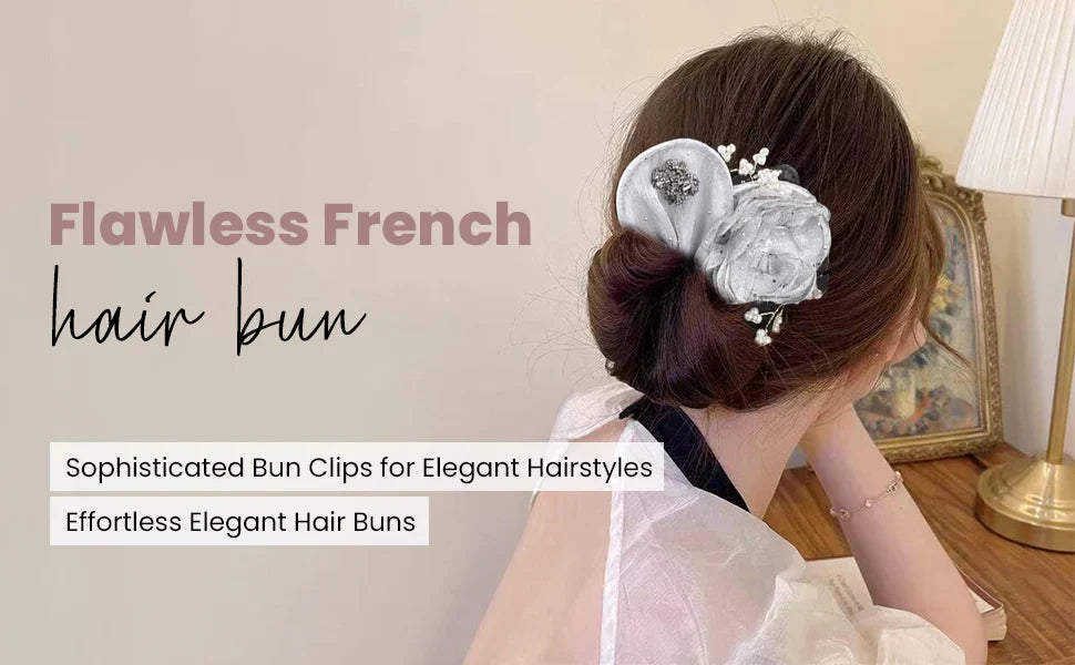 Floral French Hair Bun Clip