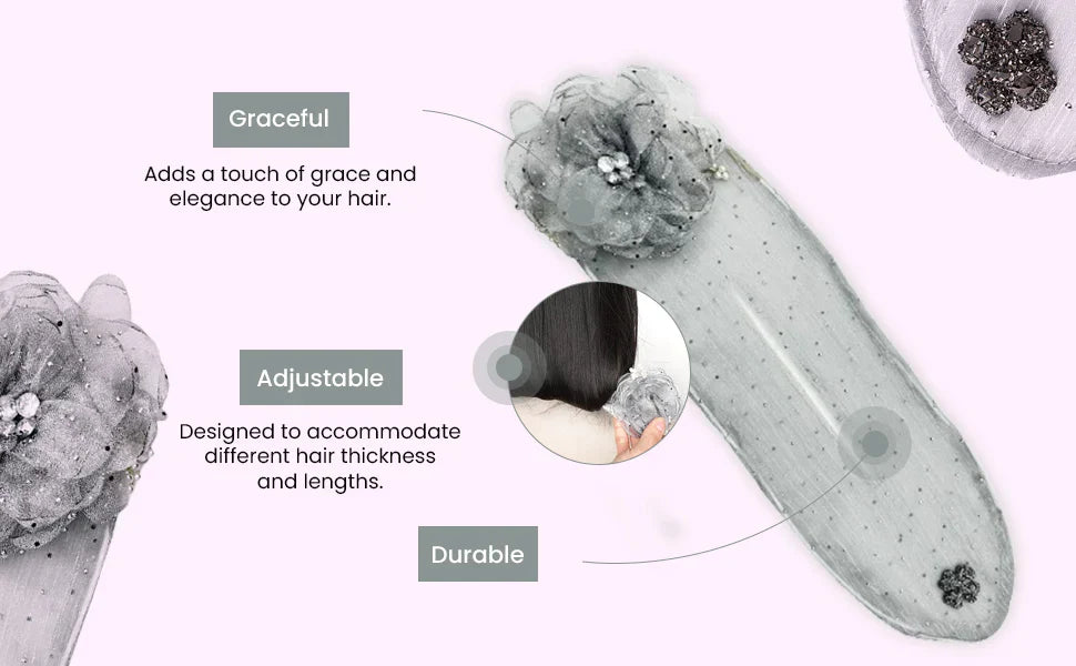 Floral French Hair Bun Clip